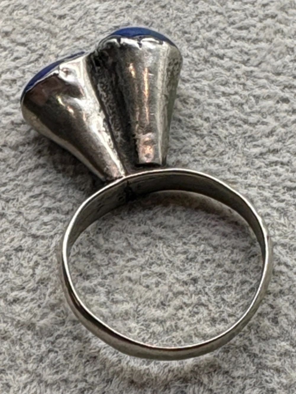 Antique Lapis Lazuli Turkmen Afgani Sterling Double Cabachon Statement Ring 8.5